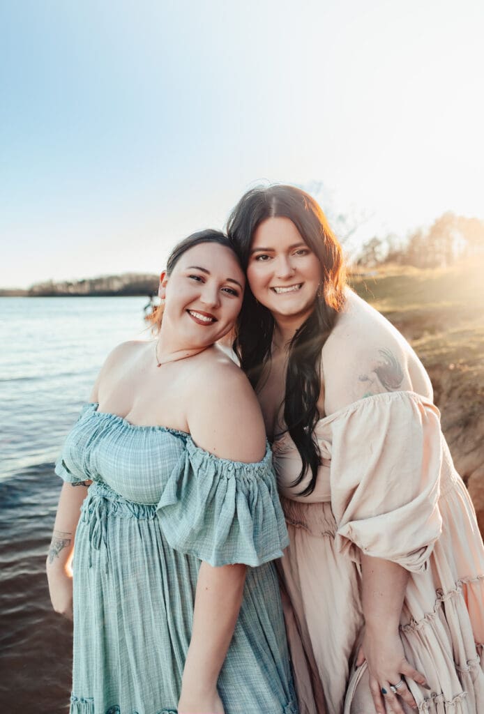 Two photographers head to head in golden hour during a photo session showcasing photography community.